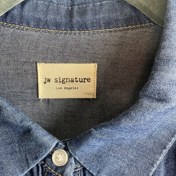 JW Signature Los Angeles Lightweight Blue Denim Button Down Shirt Dress Sz M/L - Picture 9 of 10